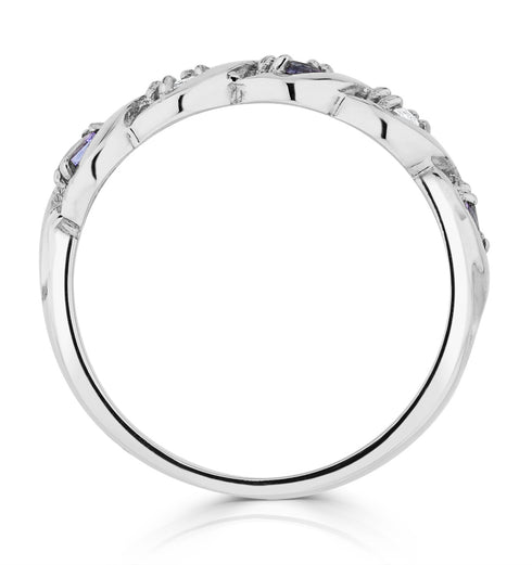 Tanzanite 2.25 x 2.25mm And Diamond 18K White Gold Ring